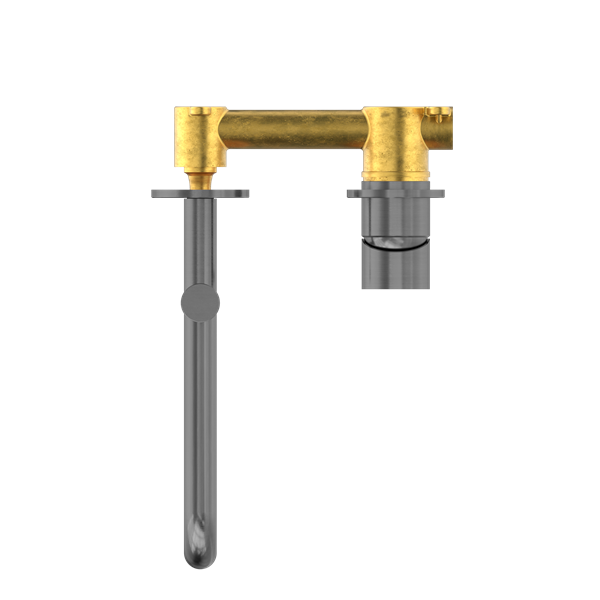 Nero Mecca Wall Basin/Bath Mixer Swivel Spout Set 225mm Gun Metal