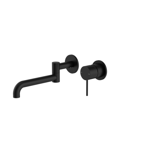Nero Mecca Wall Basin/Bath Mixer Swivel Spout Set 225mm Matte Black