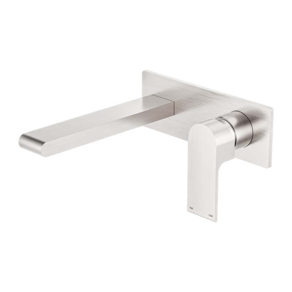 Nero Bianca Wall Basin/Bath Mixer 230mm - Brushed Nickel