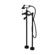 Nero York Freestanding Bath Set with White Porcelain Hand Shower - Matte Black