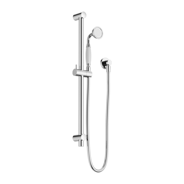 Nero York Shower Rail with White Porcelain Hand Shower - Chrome