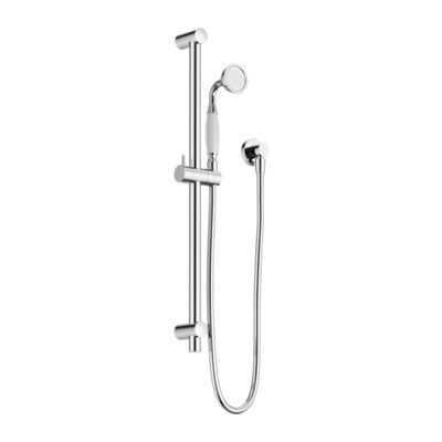 Nero York Shower Rail with White Porcelain Hand Shower - Chrome