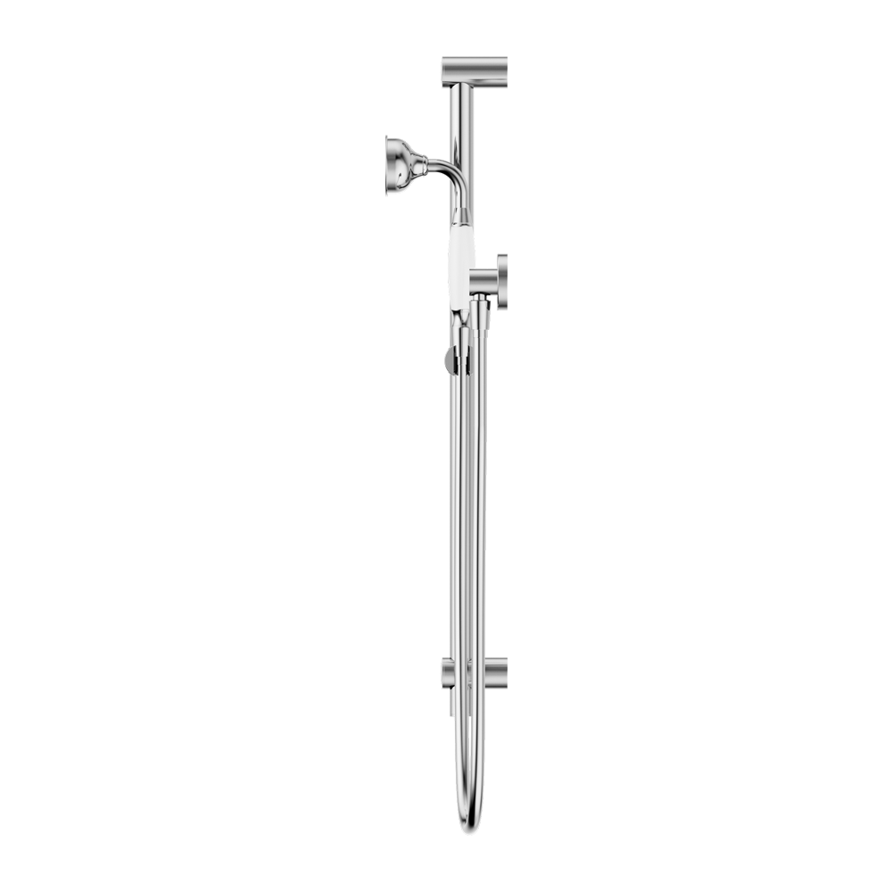 Nero York Shower Rail with White Porcelain Hand Shower - Chrome