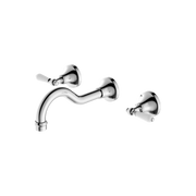 Nero York Wall Basin Set with White Porcelain Lever - Chrome