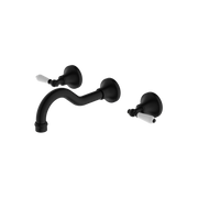 York Wall Basin Set with White Porcelain Lever - Matte Black
