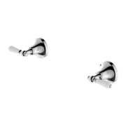 Nero York Wall Top Assemblies with White Porcelain Lever - Chrome