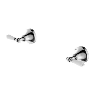 Nero York Wall Top Assemblies with White Porcelain Lever - Chrome
