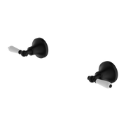 Nero York Wall Top Assemblies with White Porcelain Lever - Matte Black