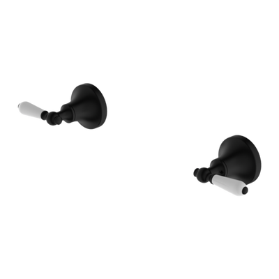 Nero York Wall Top Assemblies with White Porcelain Lever - Matte Black