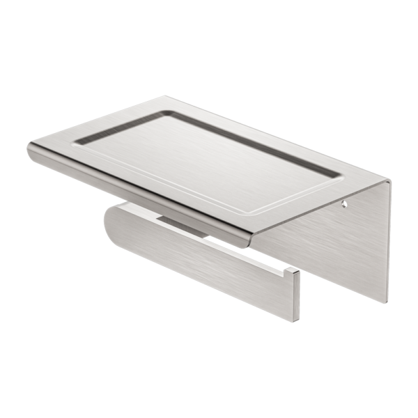 Nero Bianca Toilet Roll Holder With Phone Holder - Brushed Nickel