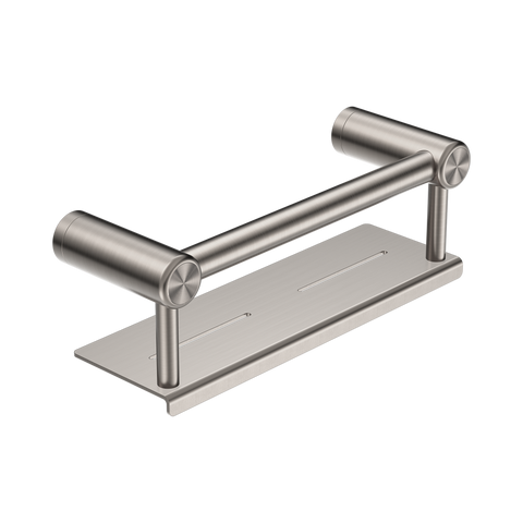 Nero Mecca Care 25mm Grab Rail With Shelf 300mm Brushed Nickel