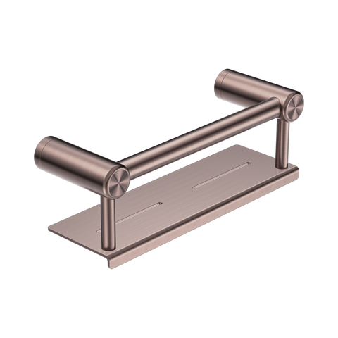 Nero Mecca Care 25mm Grab Rail With Shelf 300mm Brushed Bronze
