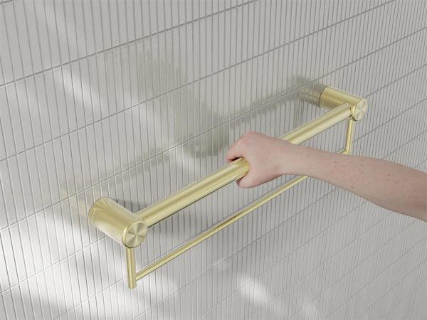 Nero Mecca Care 32mm Grab Rail With Towel Holder Brushed Gold