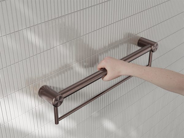 Nero Mecca Care 32mm Grab Rail With Towel Holder Brushed Bronze