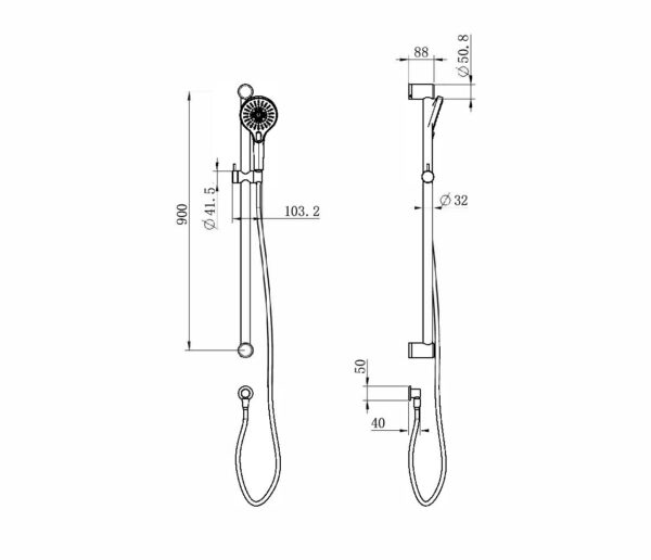 Nero Mecca Care 32mm Grab Rail And Adjustable Shower Rail Set 900mm Brushed Bronze