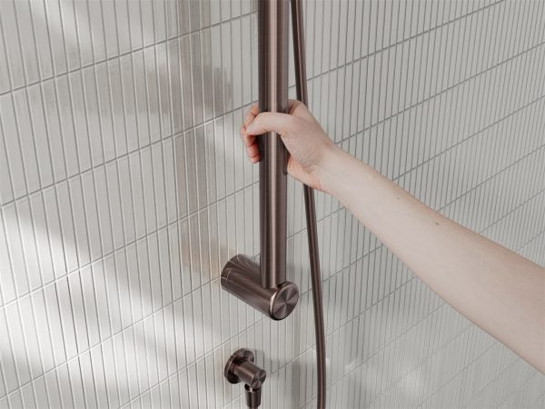 Nero Mecca Care 32mm Grab Rail And Adjustable Shower Rail Set 900mm Brushed Bronze