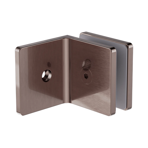 Nero 90 Degree Glass To Wall Bracket 10mm Glass Brushed Bronze