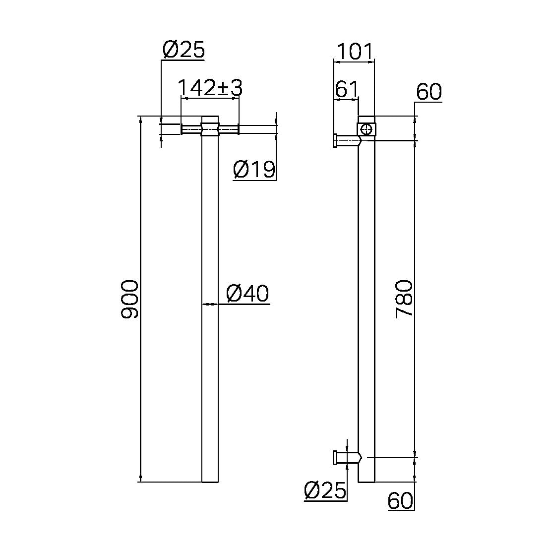 Nero Mecca 240V Single Vertical Heated Towel Rail Brushed Gold (NRV902hBG)