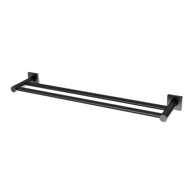 Phoenix Radii Double Towel Rail 600mm Square Plate Matte Black