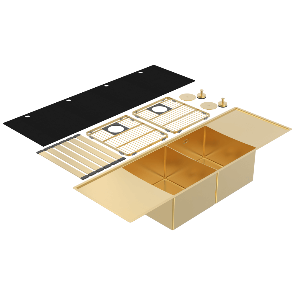 Abey Boutique Lugano Double Bowl & Double Drainer Sink Eureka Gold