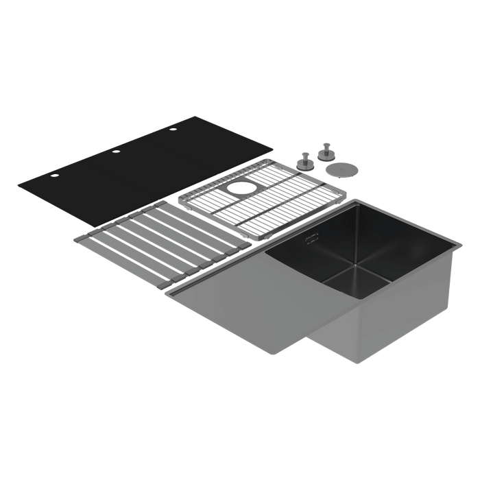 Abey Boutique Lugano Single Bowl & Drainer Right Hand Bowl Black Pearl
