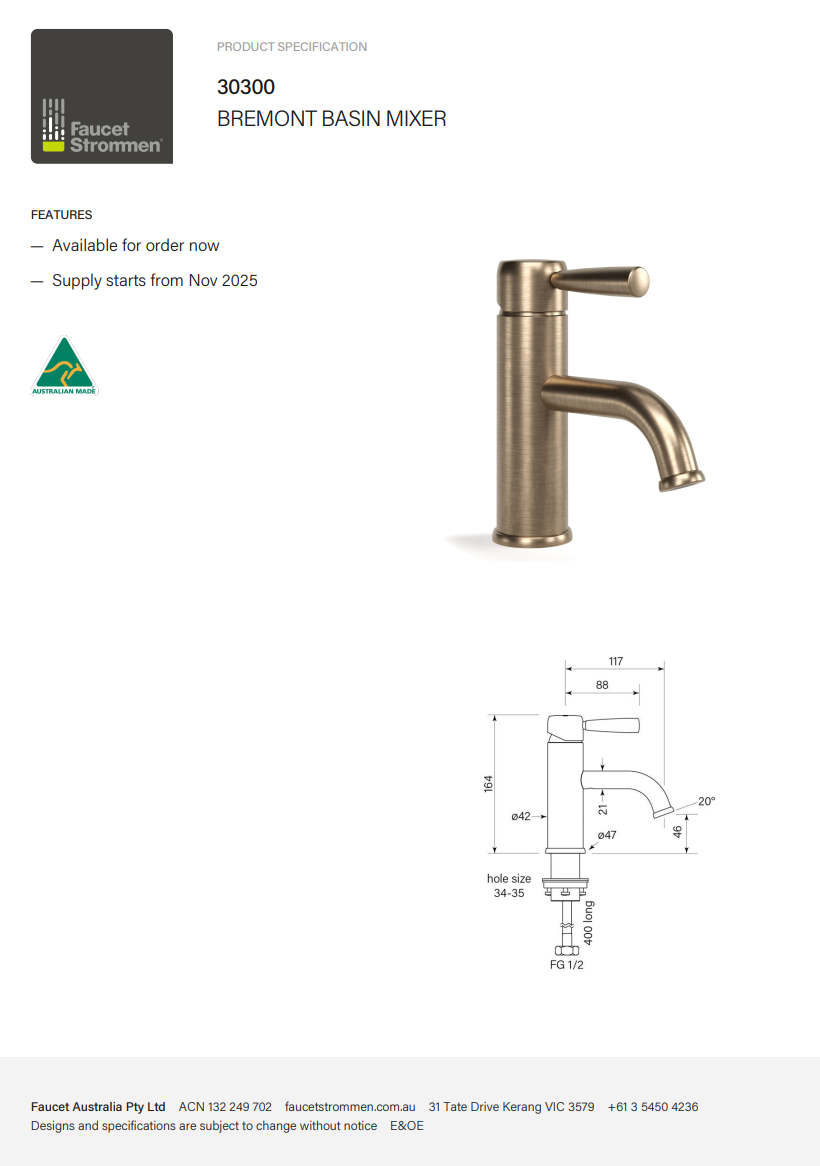 Faucet Strommen Bremont Basin Mixer