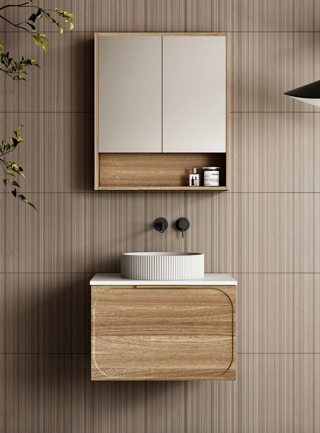 Cassa Design Cicero Wall Hung Natural Walnut Vanity