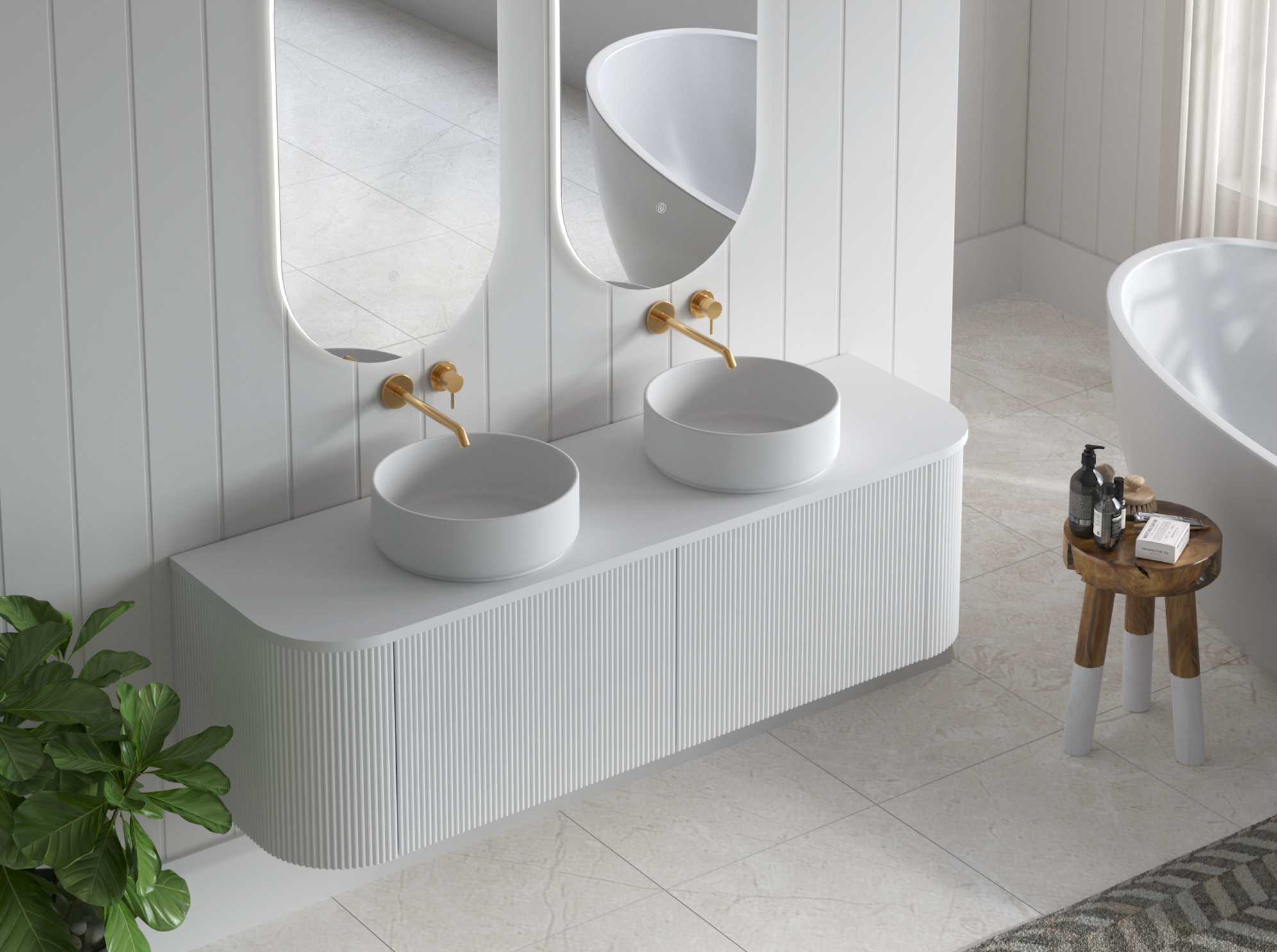 1500mm Portofino White Flute Vanity Unit