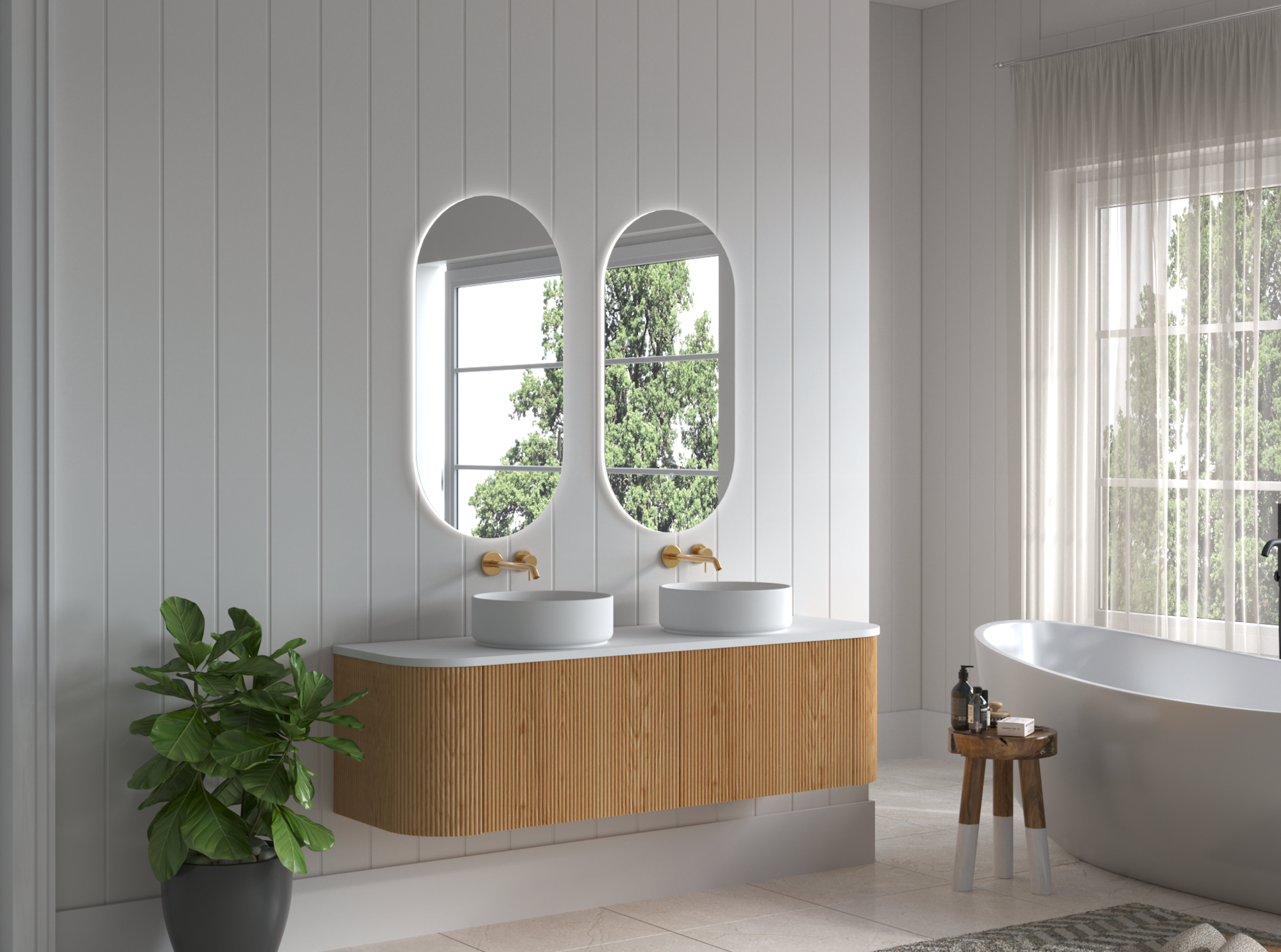 1500mm Portofino Oak Flute Vanity Unit