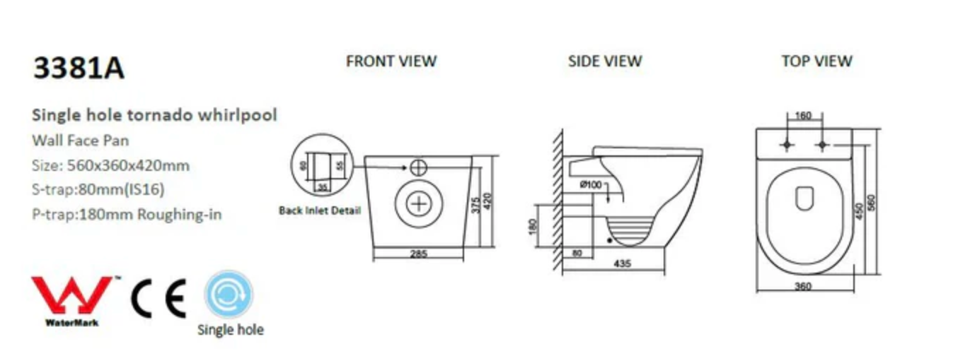 Mimi T3 Rimless Wall Faced Pan, Geberit Cistern & Button Package COLOURED