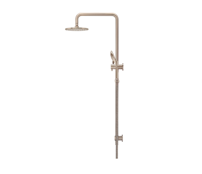 Meir Round Combination Shower Rail, 200mm Rose, Single Function Hand Shower - Champagne