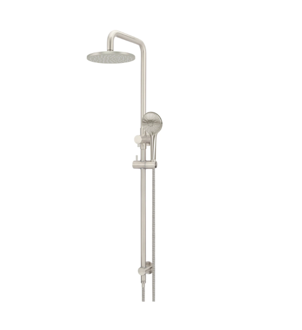Meir Round Combination Shower Rail, 200mm Rose, Single Function Hand Shower - Brushed Nickel