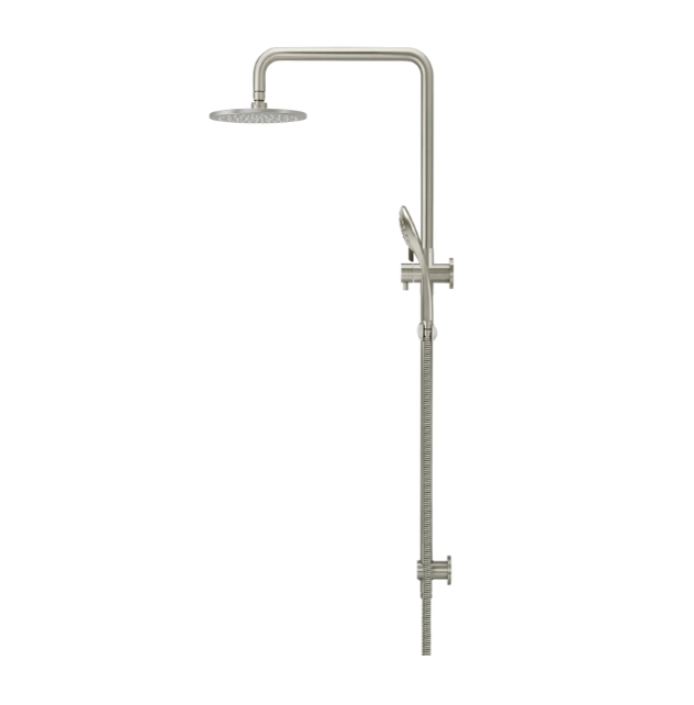 Meir Round Combination Shower Rail, 200mm Rose, Single Function Hand Shower - Brushed Nickel