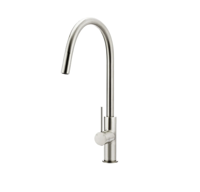 Meir Round Piccola Pull Out Kitchen Mixer Tap - Brushed Nickel