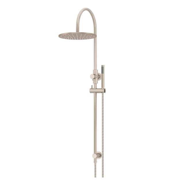 Meir Round Gooseneck Shower Set with 300mm rose, Single-Function Hand Shower Champagne