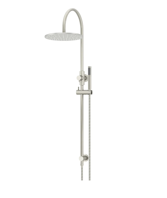 Meir Round Gooseneck Shower Set with 300mm rose, Single-Function Hand Shower Brushed Nickel