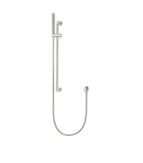Meir Round Shower on Rail Column - Brushed Nickel