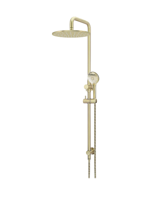 Meir Round Combination Shower Rail, 300mm Rose, Single Function Hand Shower - Tiger Bronze