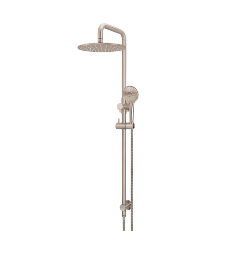 Meir Round Combination Shower Rail, 300mm Rose, Three Function Hand Shower - Champagne