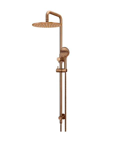 Meir Round Combination Shower Rail 300mm Rose, Three Function Hand Shower Lustre Bronze