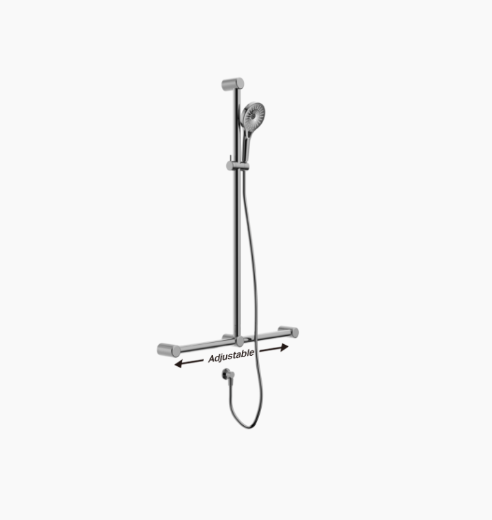 Nero Mecca Care 32mm T Bar Grab Rail And Adjustable Shower Set 110x750mm