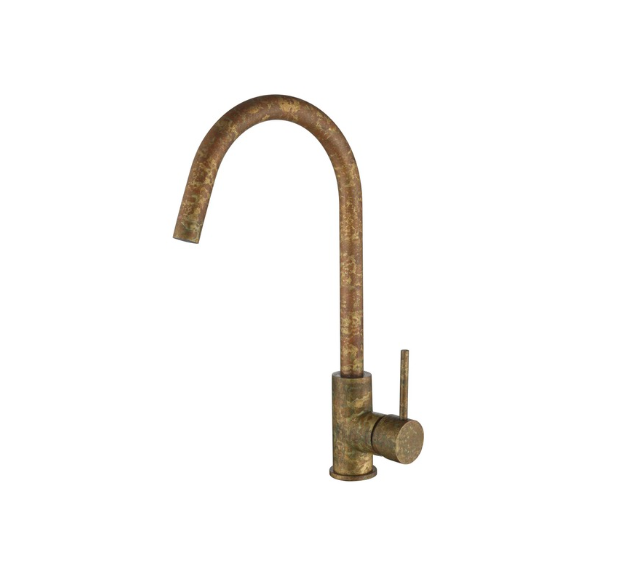 Bella Vista Mica Gooseneck Sink Mixer Diverter Aged Accelerated Living Brass