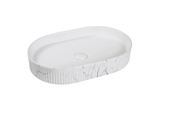 Kensington French Fluted Basin Matte White Carrara