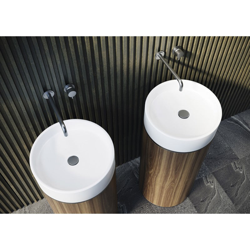 BelBagno Tesoro Brushed Gunmetal Pedestal Basin