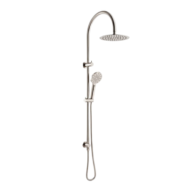 Mimi Cove Twin Gooseneck Rail Shower Warm Brushed Nickel