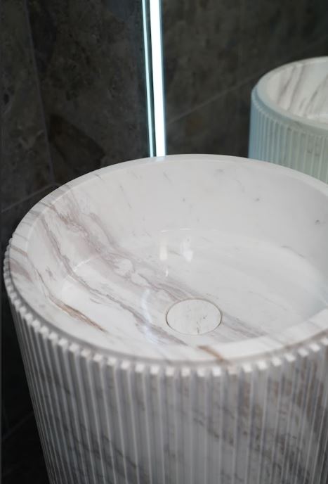 ﻿Zen Pedestal Basin Volakas White Marble