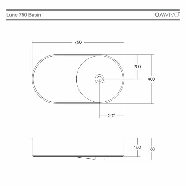 Omvivo Lune 750 Wall Basin
