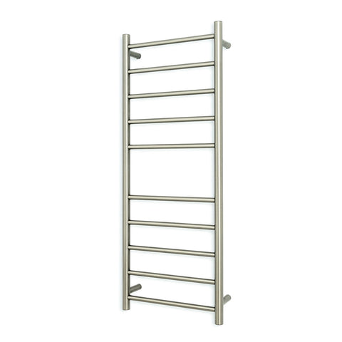 Radiant 240V Heated Round Ladder 430 x 1100 Cool Brushed Nickel