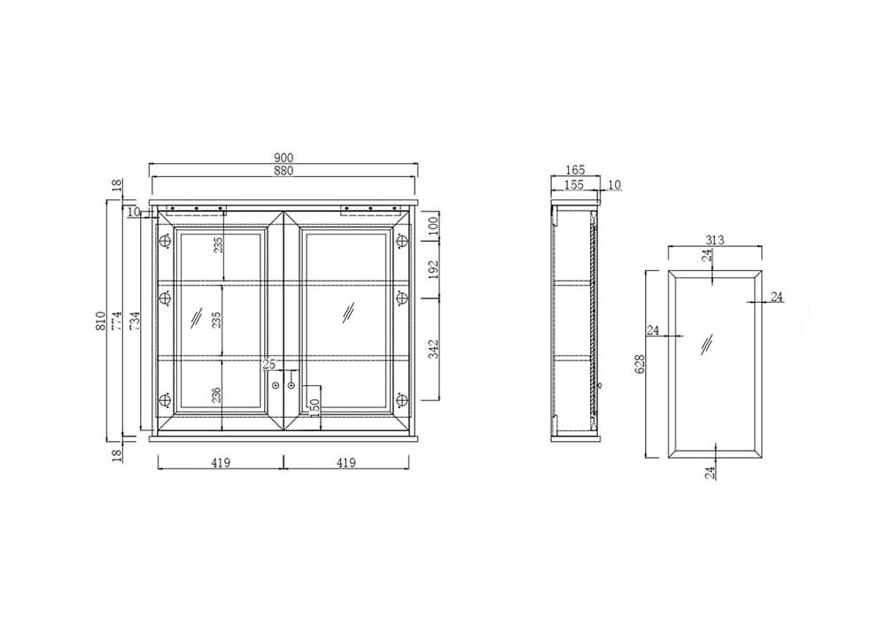 Coventry 90 x 81 Mirror Shaving Cabinet