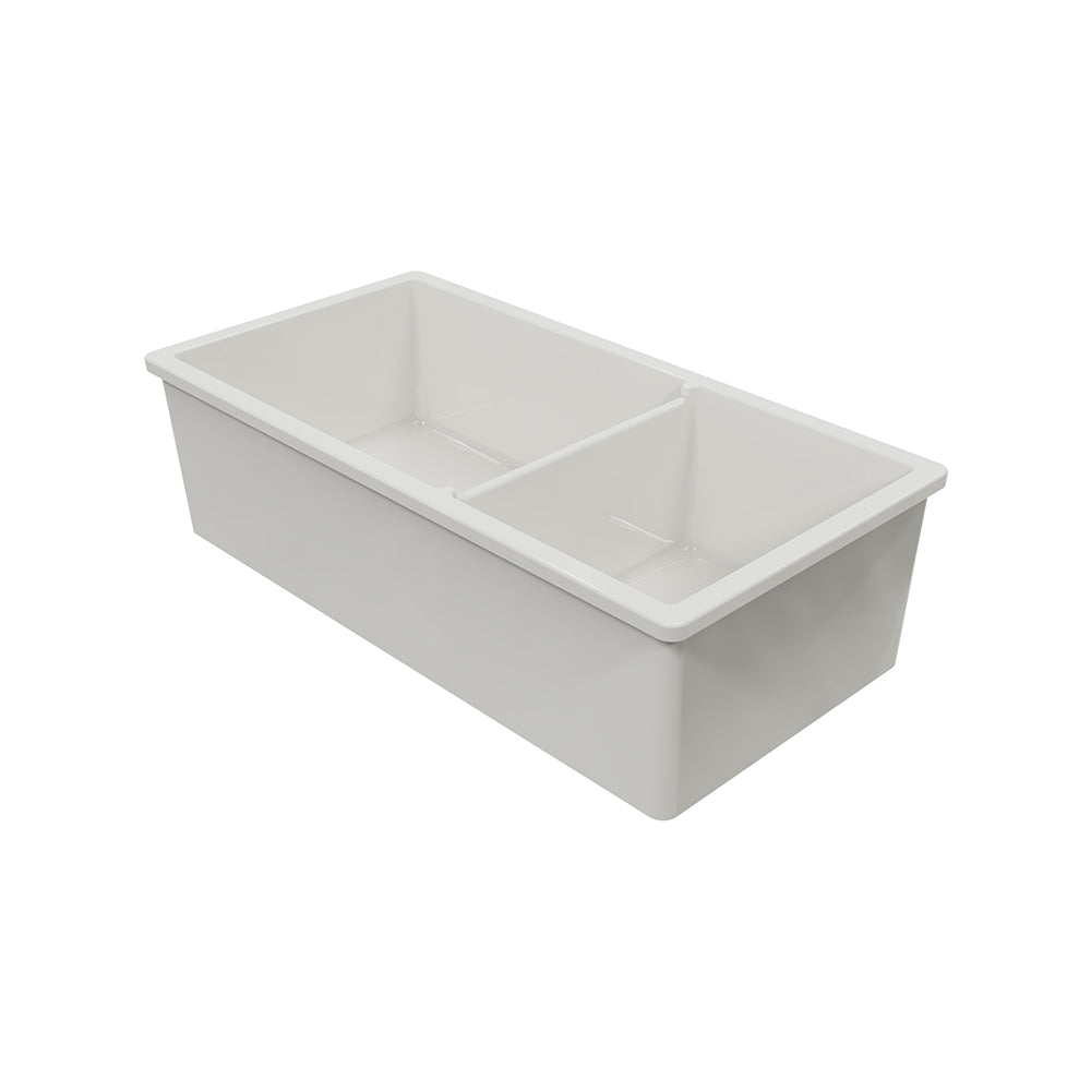 Turner Hastings Cuisine 93 x 48 One and a Half Bowl Inset / Undermount Fine Fireclay Matte White Sink